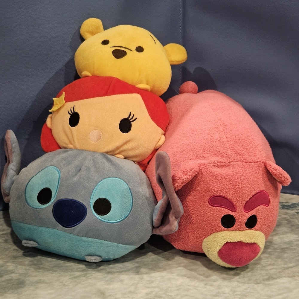 Disney Tsum Tsum Stack Plush Stitch Ariel Pooh + Lotso‎ Bundle 14"